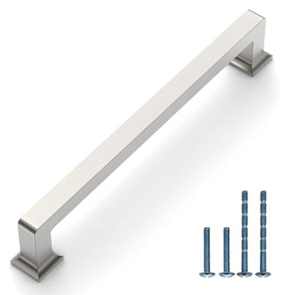 Brushed Satin Nickel Cabinet Handles Kitchen Pulls 6.25 Inch 10 Pack - color: Brushed Satin Nickel, size: 6.3" Hole Center