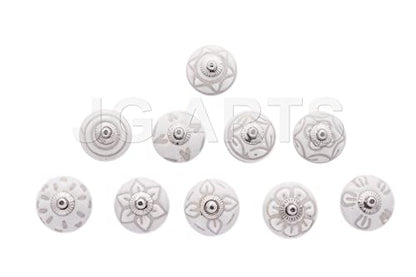 JGARTS 20 Knobs White Hand Painted Ceramic Knobs Cabinet Drawer Pull - color: White