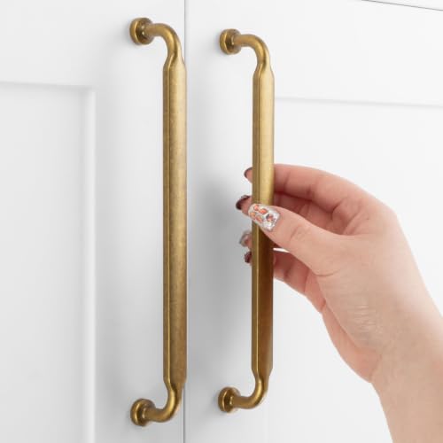 7-1/2 in Antique Brass Cabinet Pulls 5 Pack, Footed Handles P2302 - color: Antique Brass, size: 7-1/2" Hole Centers-5 Pcs