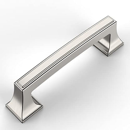 Amerdeco 10 Pack Brushed Satin Nickel Cabinet Pulls 3-3/4 Inch(96mm) Hole Center Cabinet Hardware Kitchen Cabinet Handles for Bathroom Drawer Pulls Dresser Pulls ZH0010 - color: Brushed Satin Nickel, size: 3.75"/96MM Hole Center