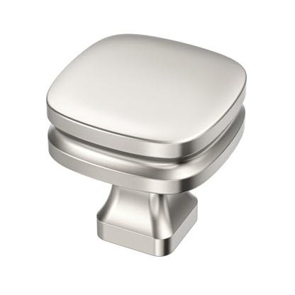 Alzassbg Brushed Satin Nickel Square Cabinet Knobs 10 Pack, AL0003SN - color: Brushed Satin Nickel, size: Single Hole Knobs