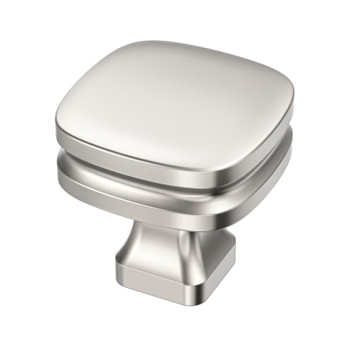 Alzassbg Brushed Satin Nickel Square Cabinet Knobs 10 Pack, AL0003SN - color: Brushed Satin Nickel, size: Single Hole Knobs