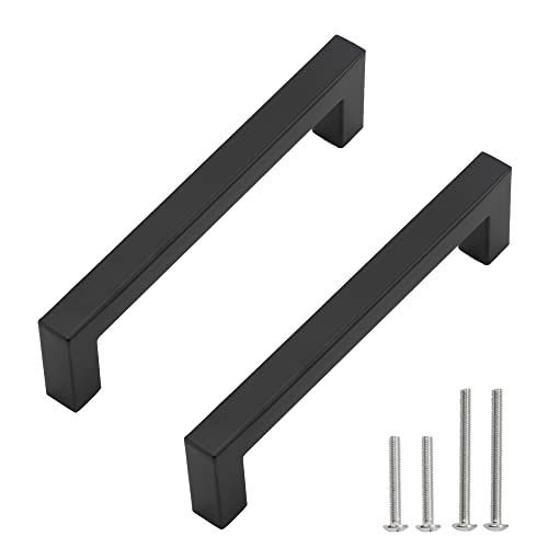 Cabinet Pulls Matte Black Cabinet Handles Square Drawer Pulls, 40 Pack 6-1/4 Inch Stainless Steel Kitchen Door Cupboard Cabinet Handles, Drawer Hardware Handles, 160mm Hole Centers - size: 6-1/4 inch Hole Centers(160mm)
