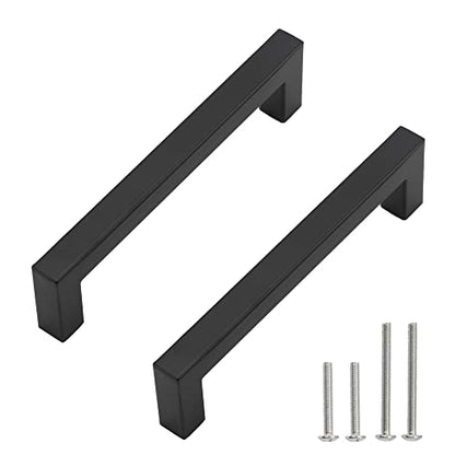 Cabinet Pulls Matte Black Cabinet Handles Square Drawer Pulls, 40 Pack 6-1/4 Inch Stainless Steel Kitchen Door Cupboard Cabinet Handles, Drawer Hardware Handles, 160mm Hole Centers - size: 6-1/4 inch Hole Centers(160mm)