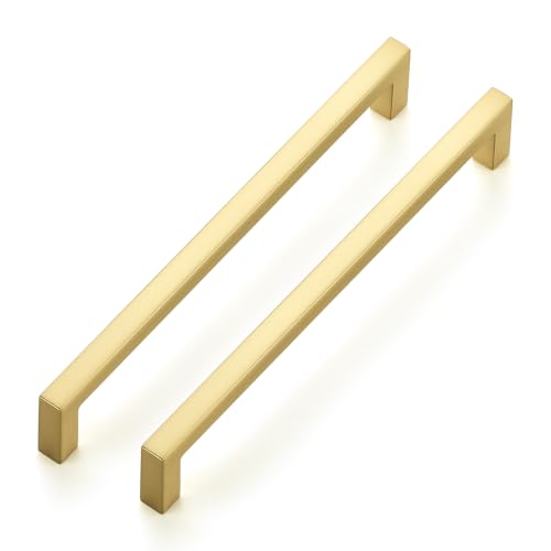 Ravinte Brushed Gold Cabinet Handles Solid Cabinet Pulls 6-1/4 Inch 5 Pack - color: Brushed Gold, size: Flat Black 6-1/4'' Hole Center