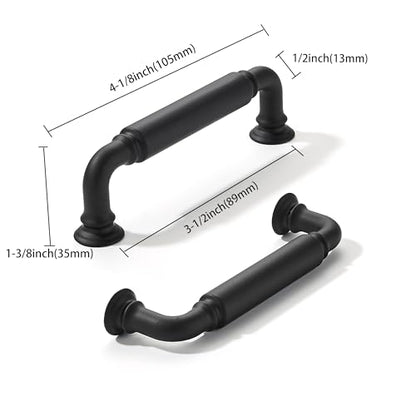 khtumeware 2-Pack Matte Black Heavy-Duty Solid Cabinet Pulls, 3-1/2 Inch (89mm) Hole Center, Drawer Pulls, Cabinet Hardware, Suitable for Kitchen Cabinets, Bathrooms and Dressers - color: Black, size: 3-1/2 Inch(89mm)Hole Center