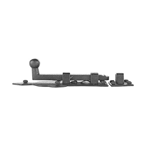 Renovators Supply Manufacturing Slide Bolt Latch 3 3/4 in. Black Wrought Iron Ball Tip Style Slide Bolt with Mounting Hardware - size: Pack of 1, style: 3.75 inch - Ball Tip