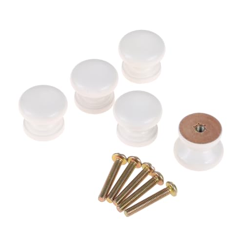 dophee 10Pcs Mini Round Wooden Knobs for Drawer Cabinet, 0.94"x0.87", White - color: White