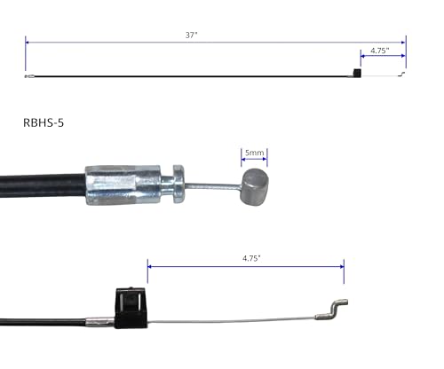 Recliner Sofa and Reclined Chair Replacement Part,Universal Cable,S-Shaped(Z Tip) End,Total Cable Length : 37inch,Exposed Length : 4.75inch RBHS-5, 2Pcs - size: Total Length:37inch, Exposed Length:4.75inch
