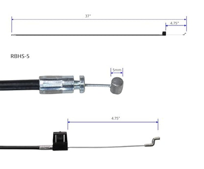 Recliner Sofa and Reclined Chair Replacement Part,Universal Cable,S-Shaped(Z Tip) End,Total Cable Length : 37inch,Exposed Length : 4.75inch RBHS-5, 2Pcs - size: Total Length:37inch, Exposed Length:4.75inch