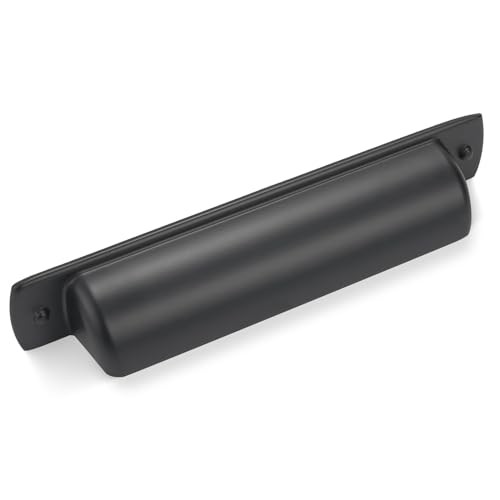 10 Pack 3.75 inch(96mm) Matte Black Kitchen Cabinet Handles Cabinet Cup Pulls Black Drawer Cup Pulls Kitchen Cabinet Hardware - color: Matte Black, size: 3.75" Hole Center（96mm）