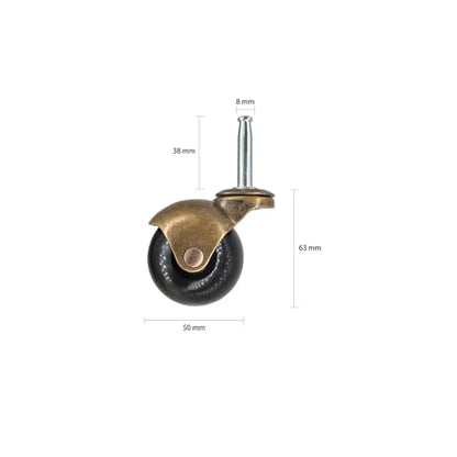 4pcs Caster Wheels, Swivel Plate Ball Casters Set of 4, Antique Furniture Casters Brass, Heavy Duty, Office Chair Caster(Cyan 2'')