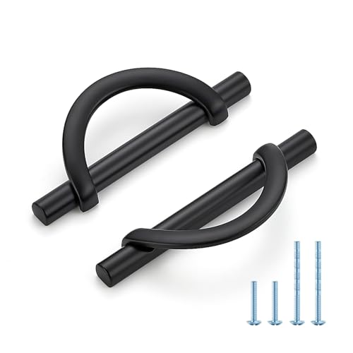 HOME EDIT Matte Black Cabinet Pulls Curved, 3-3/4 Inch/96 mm, 10 Pack - color: Matte Black, size: 3-3/4 Inch Hole Center