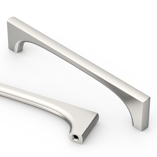 Asidrama 10 Pack 5 Inch(128mm) Brushed Satin Nickel Cabinet pulls Kitchen Cabinet Handles, Cabinet Pulls Kitchen Cabinet Hardware for Cupboard Drawer Pulls 2321 - color: Brushed Satin Nickel, size: 5" Hole Center, style: 10 Pack