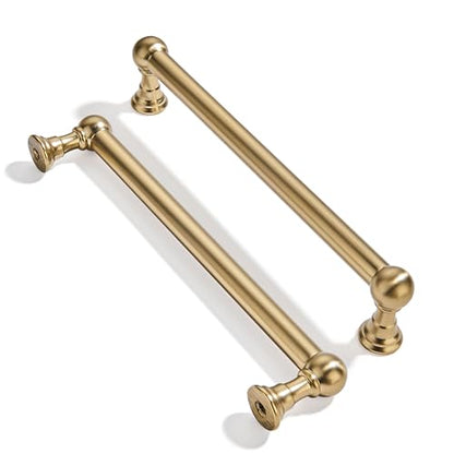 khtumeware 2 Pack 6 Inch Hole Center Brushed Brass Cabinet Pulls Heavy Duty Solid Warm Brass Cabinet Handles cabinets Dressers Kitchens Handles Bathroom cabinets - color: Brushed Brass, size: 6 Inch Hole Center