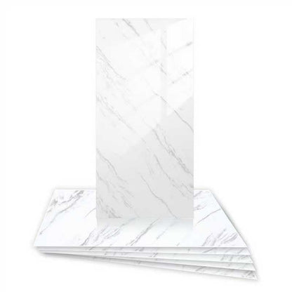 12Pcs Peel and Stick Backsplash White Marble Wall Tiles, 23.6” x 11.8” - color: White, size: 23.6" x 11.8" x 2.2mm