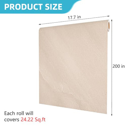 Decotalk Beige Marble Contact Paper Marble Vinyl Wrap for Countertops 24x120 Inch Peel and Stick Countertops Waterproof Marbled Wallpaper Beige Countertop Covers for Kitchen - size: 24" x 120"