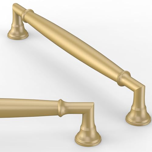 10 Pack Brushed Gold Cabinet Pulls 6.3 Inch(160mm) Kitchen Cabinet Handles Solid Zinc Alloy Cabinet Hardware Drawer Pulls - color: Brushed Gold, size: 6.3" Hole Center