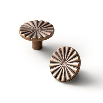 Goo-Ki 1.5''(38mm) Dia Antique Copper Cabinet Knob, Big Zinc Alloy Drawer Knobs with Round Flower Design,Retro Style,6 Pack - color: Antique Copper, size: 1.5'' Dia Single Hole Knob