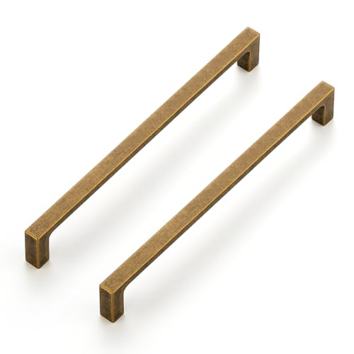 Ravinte Antique Brass Cabinet Handles Solid Square Pulls 7-1/2 Inch 10 Pack - size: 7-1/2 Inch Hole Center