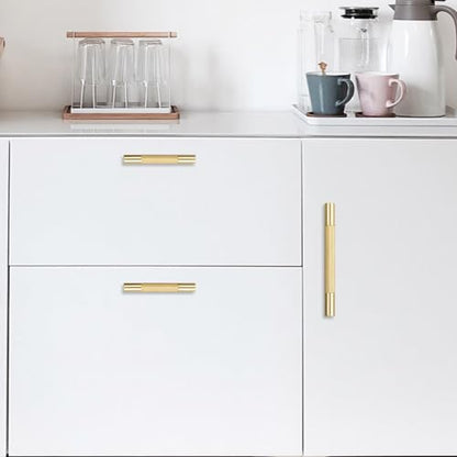 10 Pack 6.3 Inch Brushed Brass Kitchen Cabinet Handles - color: Brushed Brass, size: 6-5/16'' Hole Center(160mm)
