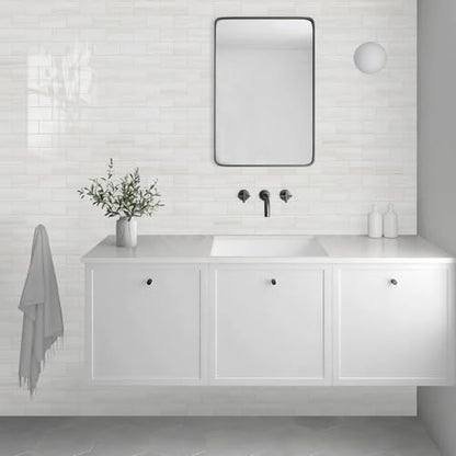 Vamos Tile 100-Piece Glossy Dolomite White Peel and Stick Backsplash Tile,3''x6'' PVC Subway Tile with White Grout, Stick on Backsplash for Kitchen/Bathroom/Fireplace - color: Dolomite White
