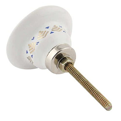 Indian Shelf Blue Gold Ceramic Cabinet Knobs Round Drawer Pulls Set of 6 - color: Blue and Golden Wheel, size: 6 Knobs