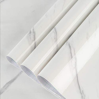 BAYYA White Marble Contact Paper for Countertops Peel and Stick Wallpaper - color: White, size: 15.8" x 197"