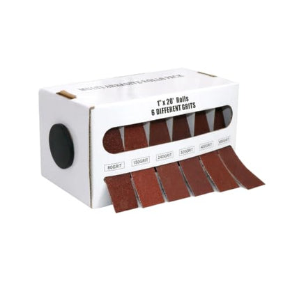 Wet Dry Emery Cloth Sandpaper 1"x19.7ft 6 Rolls with Dispenser, 80-600 Grit