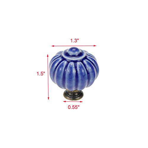 Geesatis 10Pcs Blue Ceramic Drawer Pulls, 1.3"Round Kitchen Cabinet Handles - color: Blue