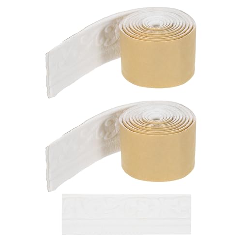 HARFINGTON 2pcs 3D Wall Edging Self-Adhesive 90"x3.1" Molding Trim - color: White, size: 90"x3.1"