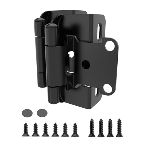 Chibery 20 Pack | 1/2 inch Overlay Semi Partial Wrap Around Cabinet Hinges, Self Closing Face Frame Variable Decorative Replacement, Kitchen Hardware, with Screw & Quiet Bumper (Matte Black) - color: Matte Black