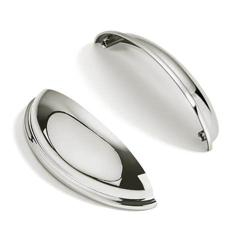 10 Pack 4" Drawer Pulls Polished Nickel Cabinet Cup Pulls Kitchen Hardware Cabinet Handles Drawer Handles Knobs 4 inch Hole Center - color: Polished Nickel, size: 4"(102mm) Hole Center
