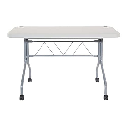 Office Star Resin Multipurpose Flip Training Table with Locking Casters for Home or Office, 4 Feet Light Gray - size: 4 feet