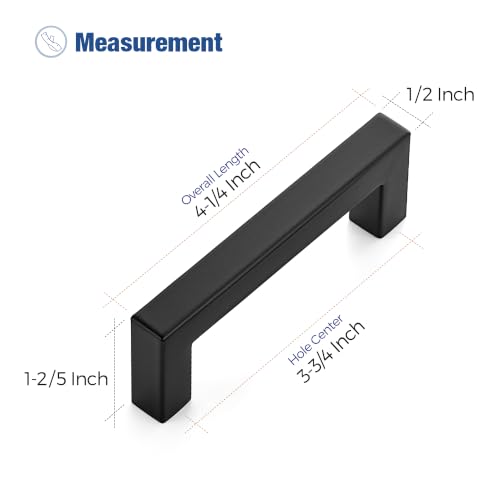 Ravinte Matte Black Square Pulls Cabinet Handles,3-3/4 Inch,30 Pack - color: Matte Black, size: 3-3/4 Inch Hole Center