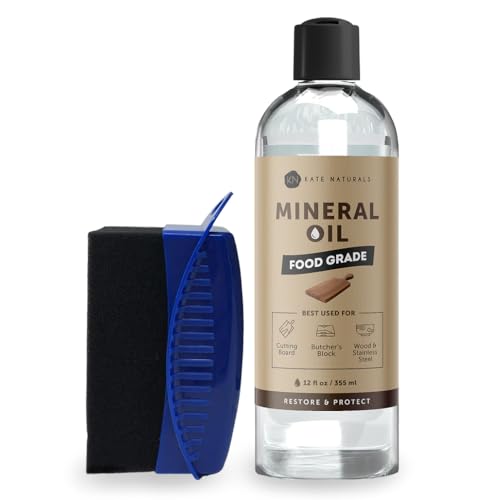 Kate Naturals Mineral Oil for Cutting Board 12oz with Wax Applicator - size: 12 fl oz