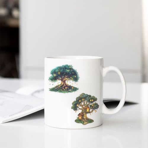 50pcs Fantasy Magic Tree Stickers Pack – Clear Waterproof Scrapbook Decals for Journaling, Diary, Collage, Laptop, Water Bottle, Planner, Aesthetic Nature Forest Tree of Life Sticker - color: Magic Tree