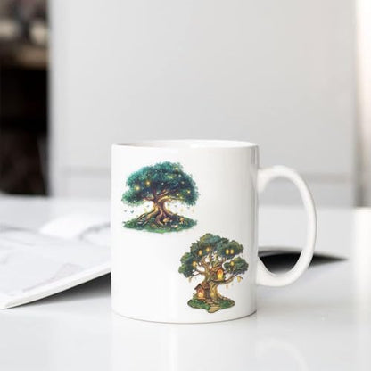 50pcs Fantasy Magic Tree Stickers Pack – Clear Waterproof Scrapbook Decals for Journaling, Diary, Collage, Laptop, Water Bottle, Planner, Aesthetic Nature Forest Tree of Life Sticker - color: Magic Tree