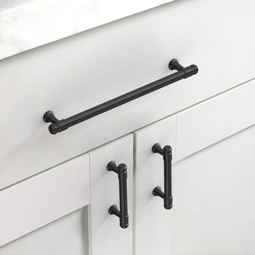 Asidrama 10 Pack 7.5 Inch Matte Black Kitchen Cabinet Handles - color: Matte Black, size: 7.5" Hole Center(192mm)