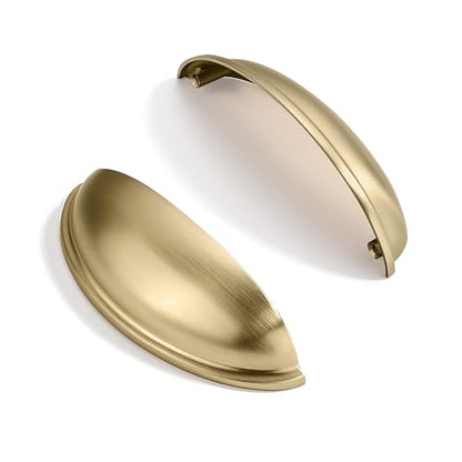 10 Pack 4" Drawer Pulls Brushed Brass Cabinet Cup Pulls Kitchen Hardware Cabinet Handles Drawer Handles Knobs 4 inch Hole Center - color: Brushed Brass, size: 4"(102mm) Hole Center