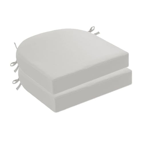 Outdoor Chair Cushions Set of 2 Waterproof Patio Chair Pads - color: White, size: 19x19x2 Inch