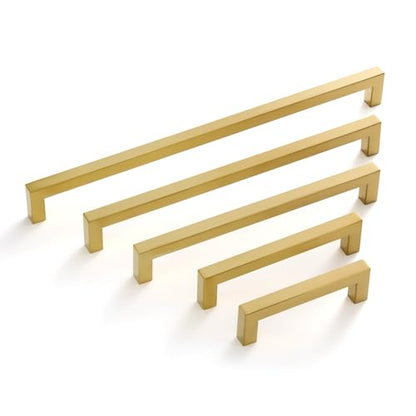 20 Pack Gold Cabinet Handles Square Drawer Pulls 5 inch Hole Centers Brushed Titanium Gold Dresser Pulls Cupboard Handles Stainless Steel Handles for Cabinets and Pulls - color: Gold, size: 5 Inch Hole Centers