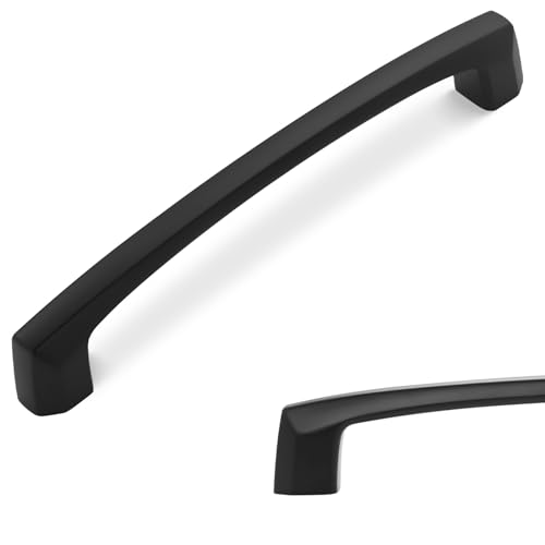 10 Pack 5 Inch Kitchen Cabinet Handles Matte Black Cabinet Pulls Zinc Alloy Drawer Pulls Solid Kitchen Hardware - color: Matte Black, size: 5'' Hole Center(128mm)
