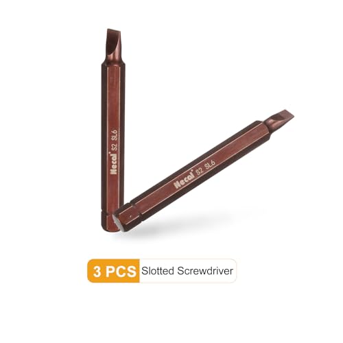HARFINGTON 3pcs SL6 Slotted Screwdriver Bit 5/16" Hex Shank 80mm/3.15" Length Magnetic Flat Head Hex Bits S2 Steel Screw Driver Bit for Impact Electric Screw Driver Power Tools, Red - color: Red, size: SL6 x 80mm