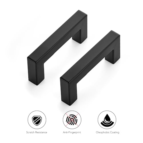 Ravinte Matte Black Square Pulls Cabinet Handles,3 Inch,30 Pack - color: Matte Black, size: 3 Inch Hole Center