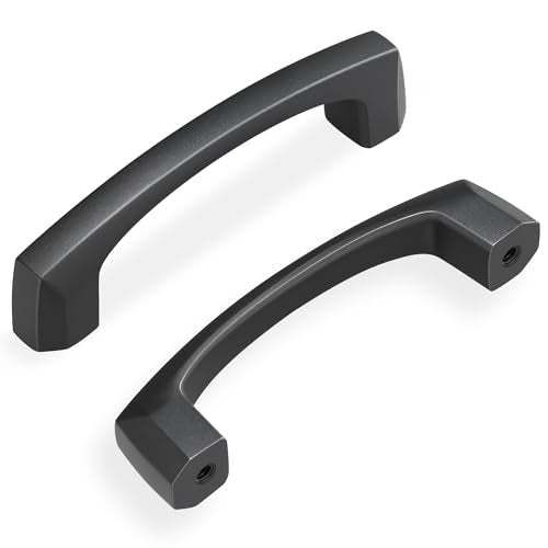 Lardmon 10 Pack 3 Inch(76mm) Hole Center Matte Dark Gunmetal Gray Modern Cabinet Pulls Solid Kitchen Cabinet Handles Hardware Bathroom Vanity Pulls Timeless Drawer Pulls Handles for Dresser - color: Gray, size: 3 Inch Hole Center, style: 10 Pack