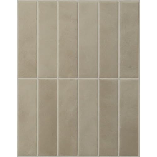 Smart Tiles Peel and Stick backsplash, Stacked Taupe Beige, 11.43"x9" - color: Taupe Beige