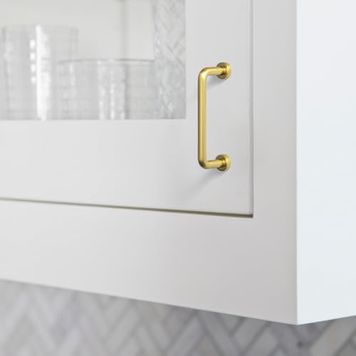 Goo-Ki 6 Pack 3" Center to Center Brushed Brass Modern Cabinet Pulls Solid Contemporary Home Improvement Hardware Drawer Pulls Zinc Alloy Kitchen Handles - color: Brushed Brass, size: 3'' Center to Center