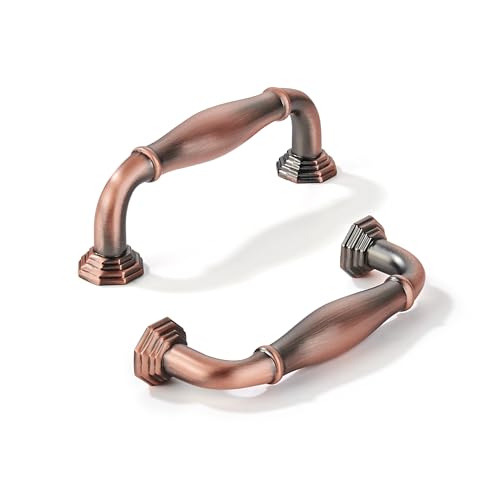 khtumeware 10 Pack 3 Inch(76mm) Brushed Antique Copper Cabinet Pulls Vintage Cabinet Handles Heavy Duty Solid Cabinet Hardware for Cupboard Drawer Pulls Dresser Handle - color: Brushed Antique Copper, size: 3 inch Hole Center