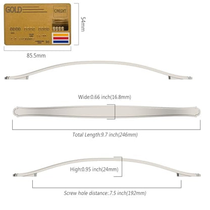 Amerdeco 10 Pack Brushed Satin Nickel Cabinet Pulls 7.5 Inch(192mm) Hole Center Drawer Pulls Cabinet Hardware Kitchen Cabinet Handles for Bathroom ZH0068 - color: Brushed Satin Nickel, size: 7.5"/192MM Hole Center
